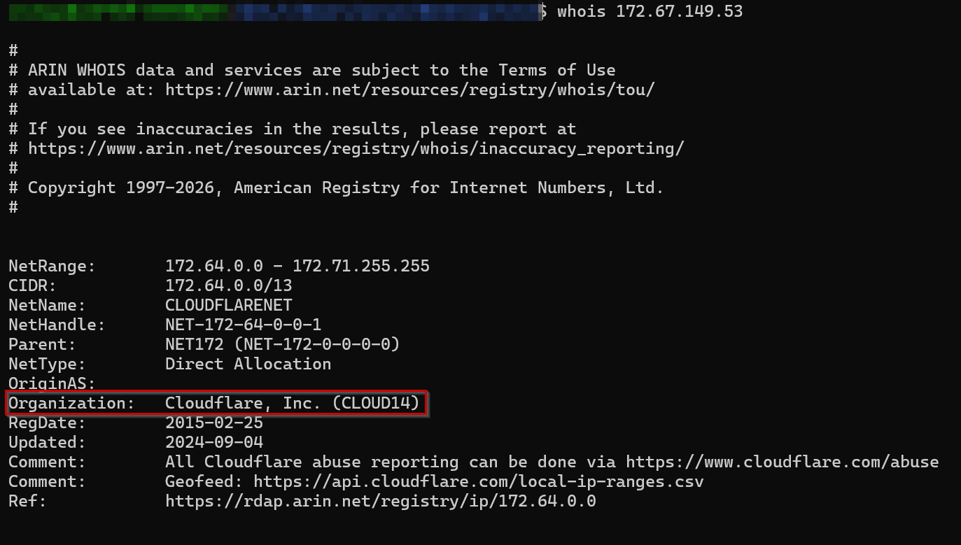 Domain IP address proxied behind Cloudflare